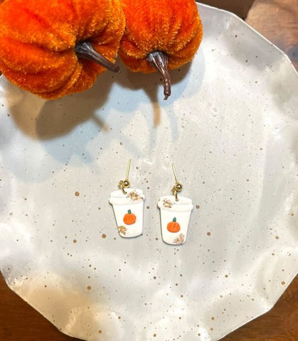 Image of Pumpkin Coffee Cup Earrings