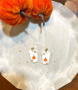 Pumpkin Coffee Cup Earrings