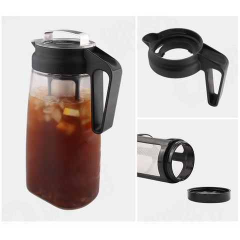 Image of Cold Brew Coffee Maker with Leak Proof Lid and Easy To Clean Reusable Mesh Filter by Tritan